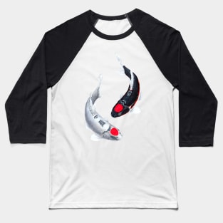 Koi Fish Tancho Black White Baseball T-Shirt